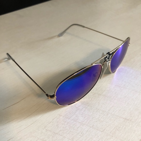 Classic Aviator Sunglasses Metal Frame Royal Blue - Picture 4 of 4